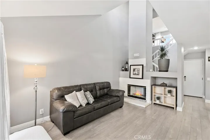 Living room with fireplace.