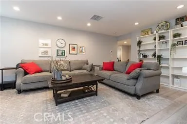 Spacious living area "great room" with recessed lighting