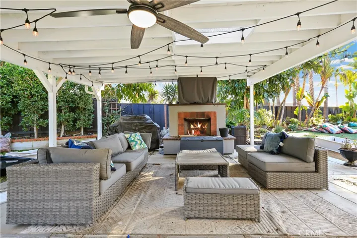 This yard is made for entertaining with multiple sitting areas.