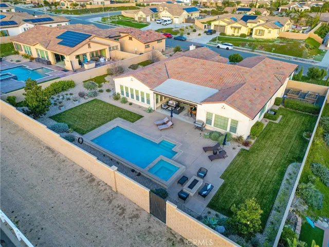 Bird's eye view of the backyard and horse trails.