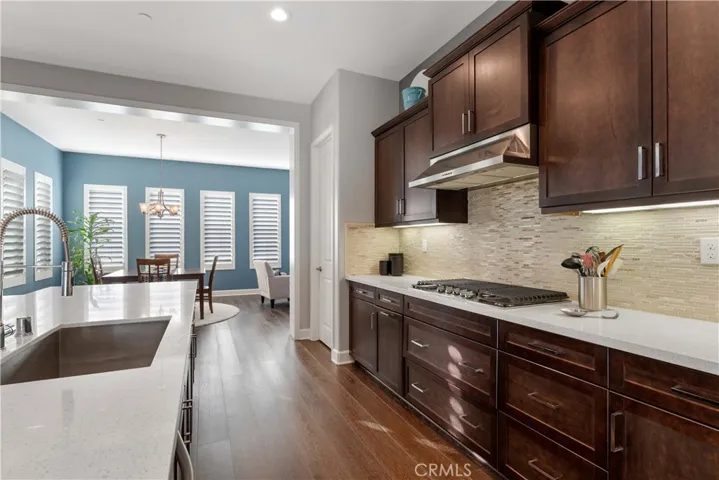Spacious kitchen opens up to living/dining and family.