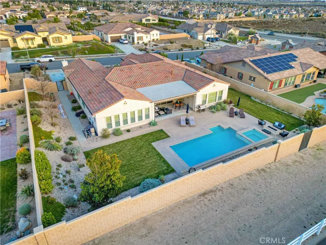 Bird's eye view of the backyard and horse trails.