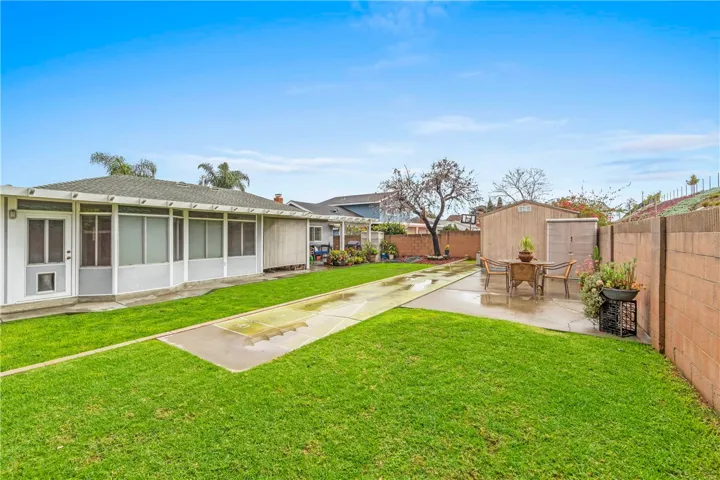 View of yard from the far corner. Shuffleboard anyone?