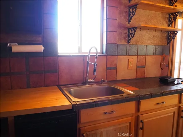Kitchen counter sink area.