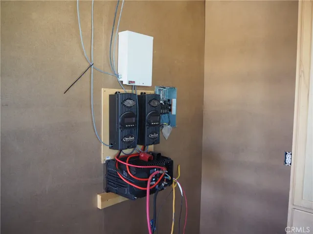 Equipment for the solar power mounted inside the shop.