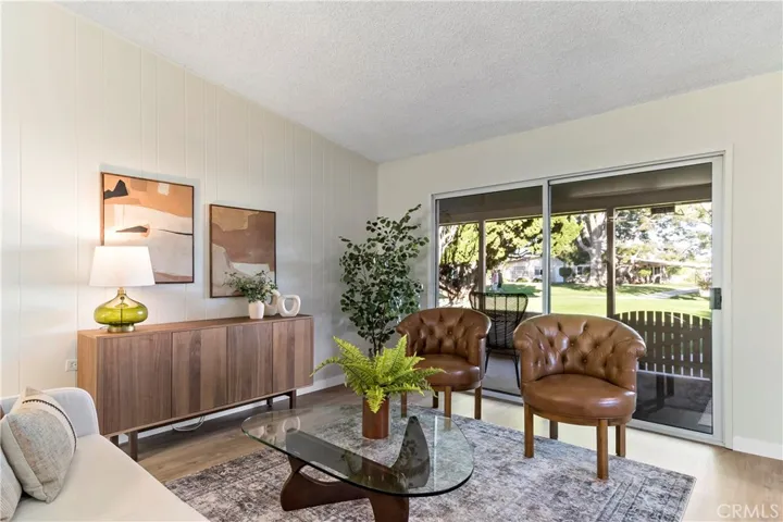 Living room with greenbelt view