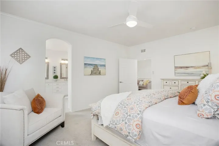 View into loft from primary bedroom