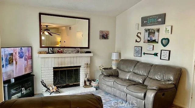 Family room with fireplace
