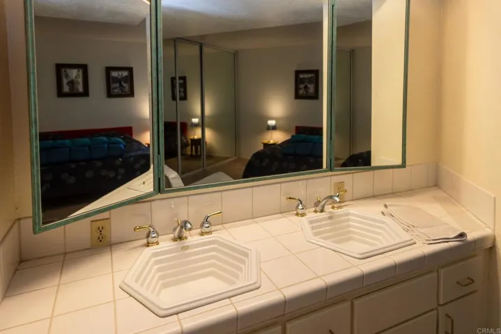 Master bath vanity and sinks as part of master bedroom suite