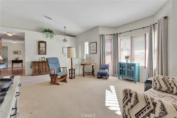 Comfortable living-room with vaulted ceiling.