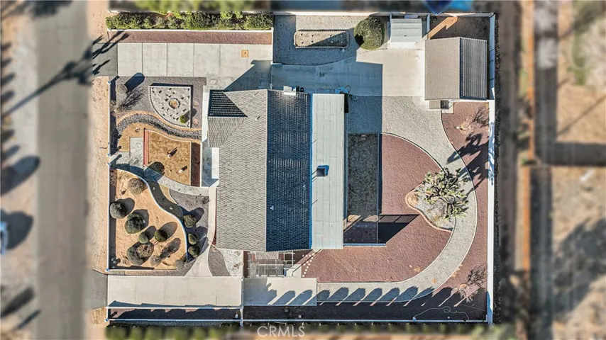 View from above in perfectly landscaped lot.
