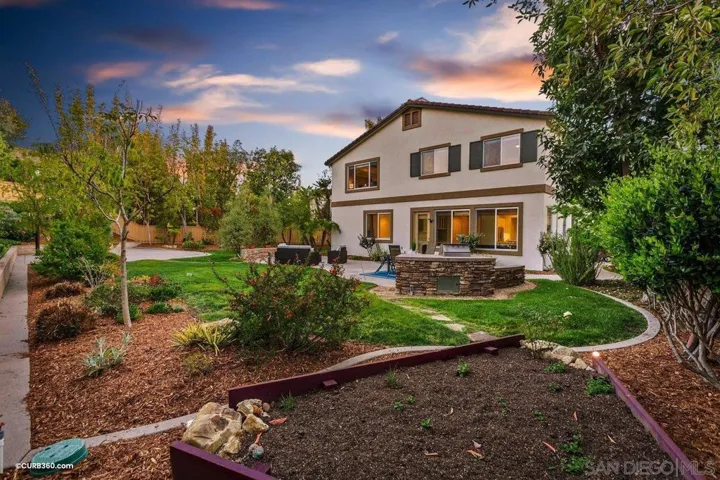 View of the backyard from the raised garden bed