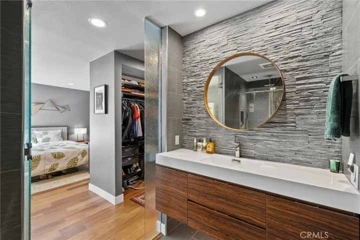 Views of the Closet and Bedroom from the Bathroom