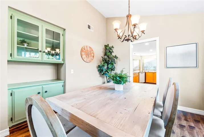 Dining room with built in cabinets