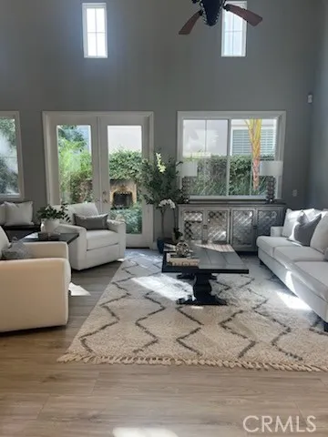 Living room with french doors.