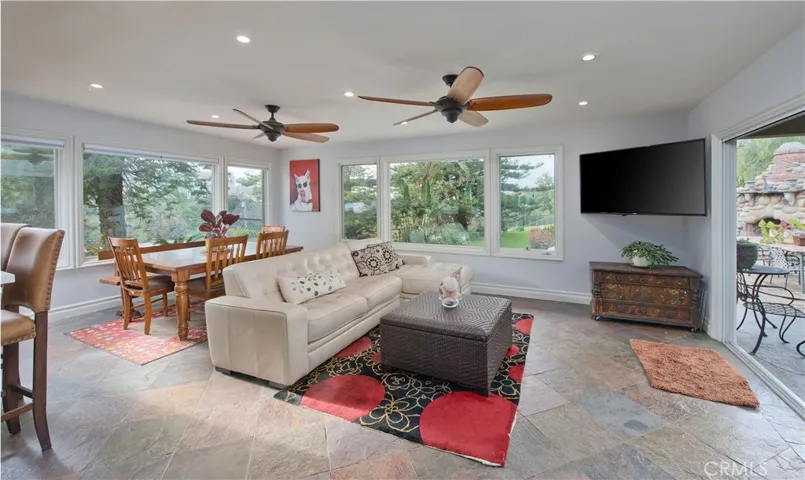Family room looking out to the backyard, beautiful views