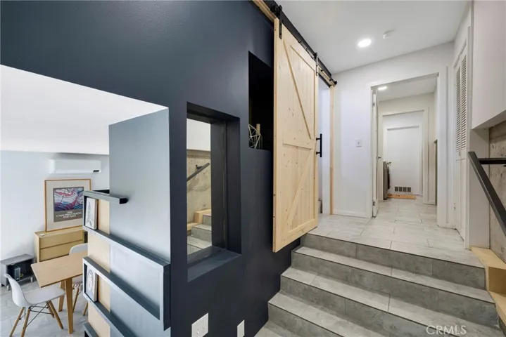 heading downstairs to apartment and laundry area