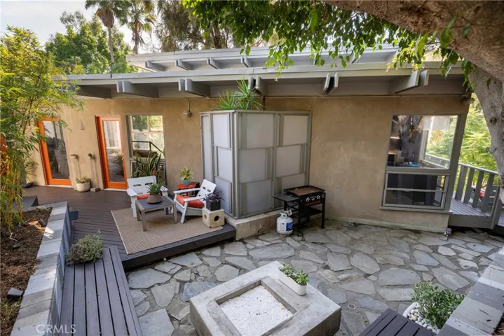 front entry and patio area