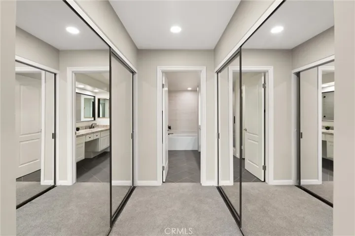 2 mirrored closets in the primary suite
