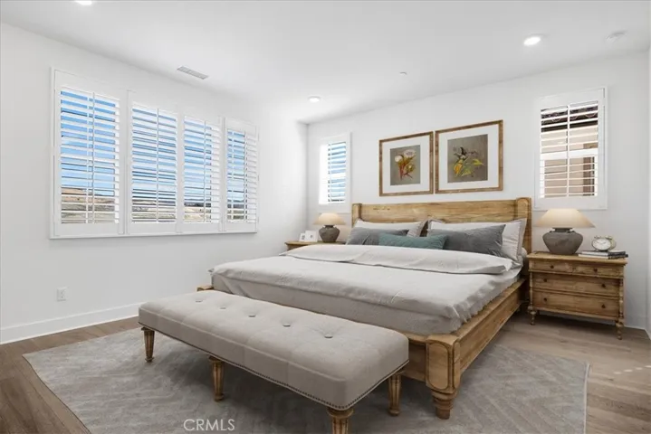 Rendering of possible furnishing of primary bedroom.
