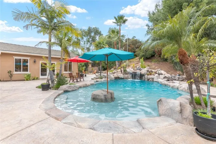 A spacious backyard with manicured lawns and a private pool for leisurely days.
