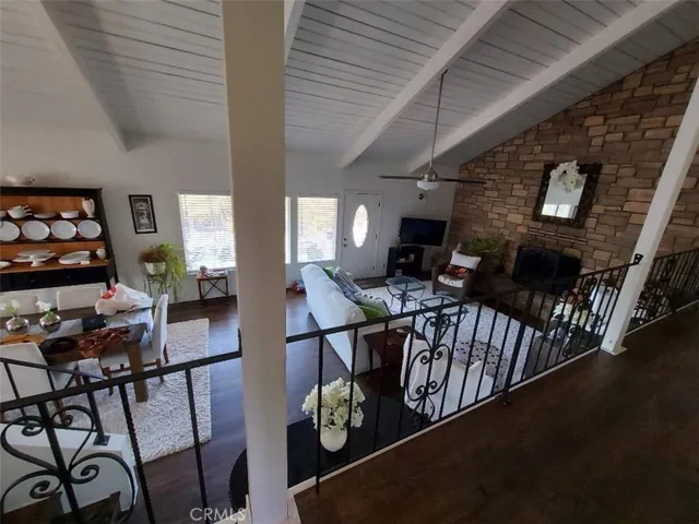 living room, dining room from mezzanine