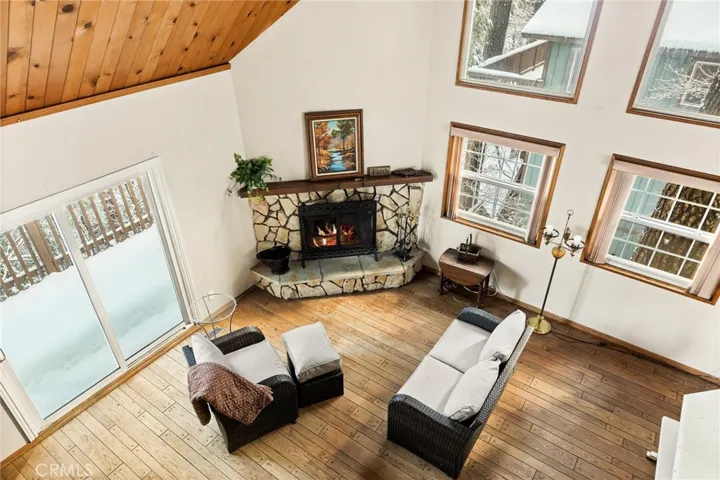 Living room pictured from Loft level
