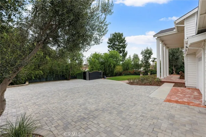 Front yard, brick paved area