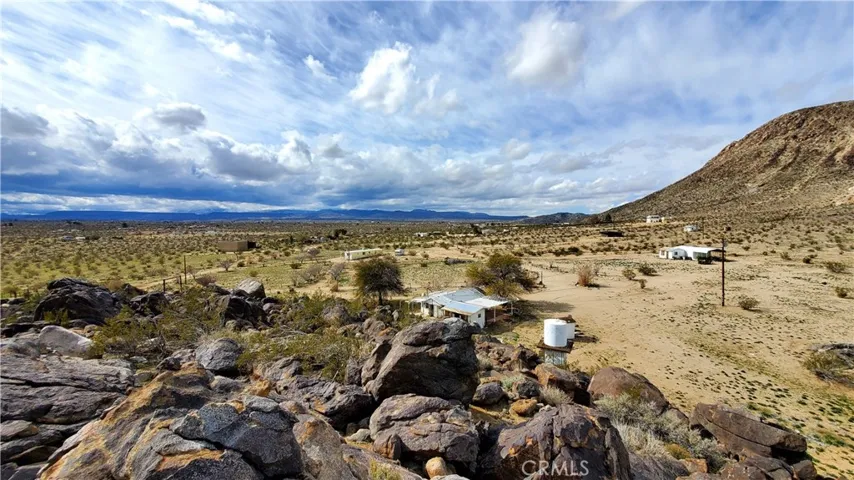 Looking over the three-parcel compound towards the San Gorgonio Mountain range. Goat Mountain on the right-side of the pic.