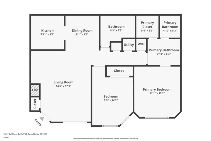 Floor plan with estimate room dimensions