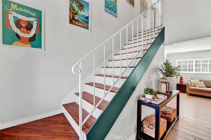 Staircase with Wood Laminate Flooring