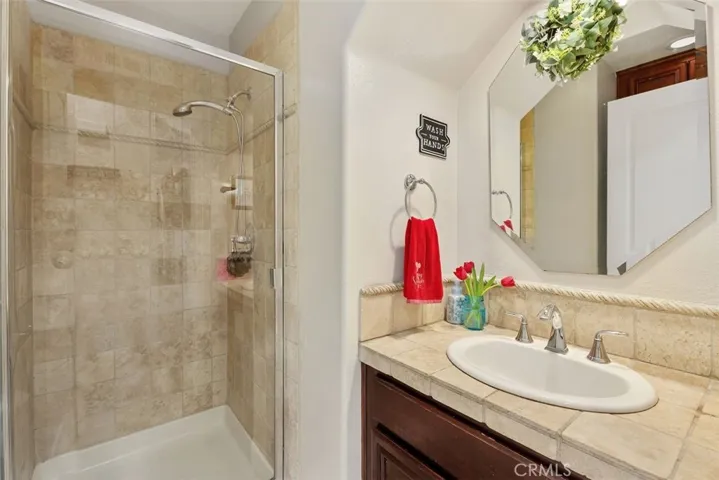 Downstairs bathroom with walk in shower.