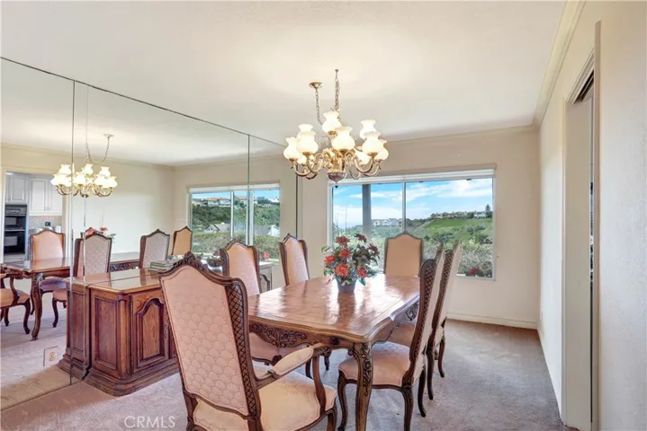 Large Dining Room with Ocean and Hills View.