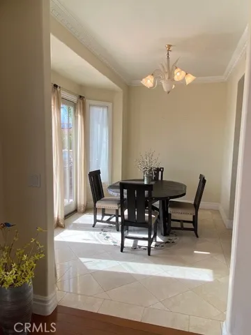 Dining by sliding doors to deck