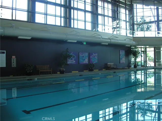 Indoor pool with walking track above