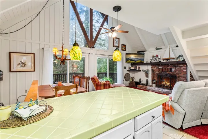 Kitchen looking to dining & living area