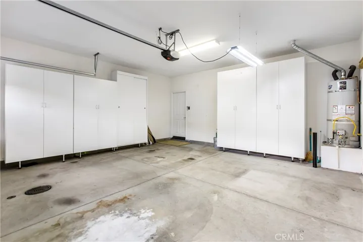 Garage with cabinets