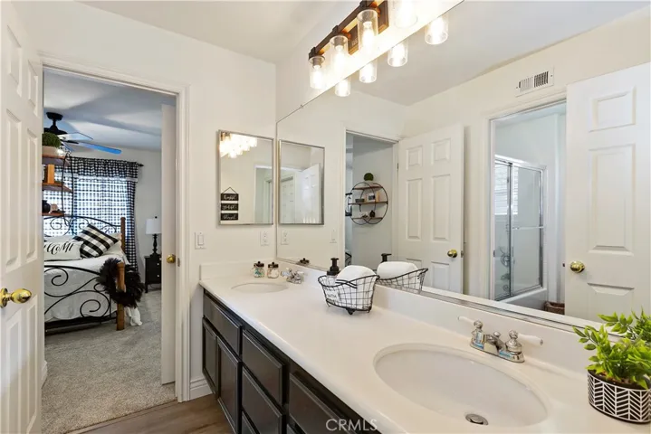 Upstairs shared Hall Bathroom with Dual sinks