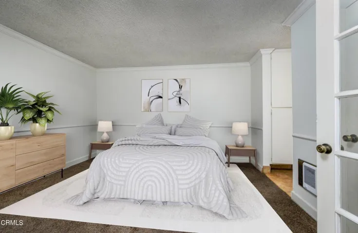 Primary bedroom staged