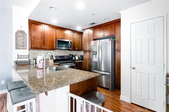 View from Family Room into Kitchen