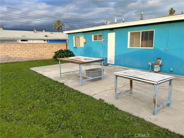 Side view of backyard