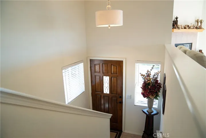 Looking down to main level entry
