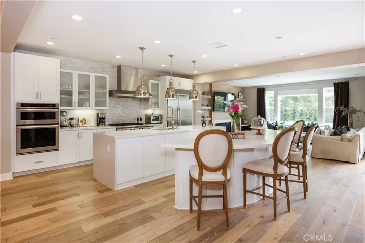 Open floor plan with two islands