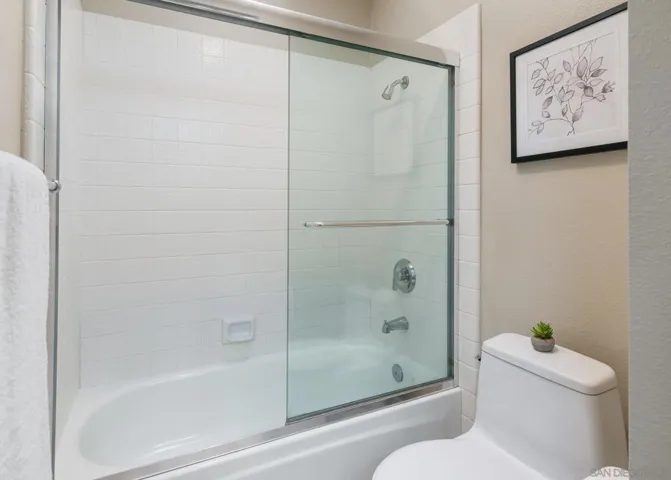 Second bathroom has shower/tub combination