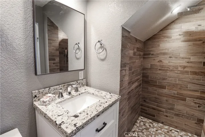 remodeled downstairs bath with shower