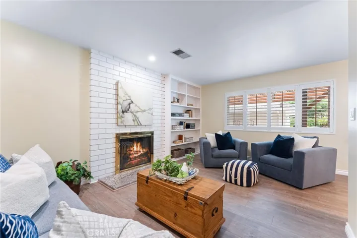 Guest House living room with fire place