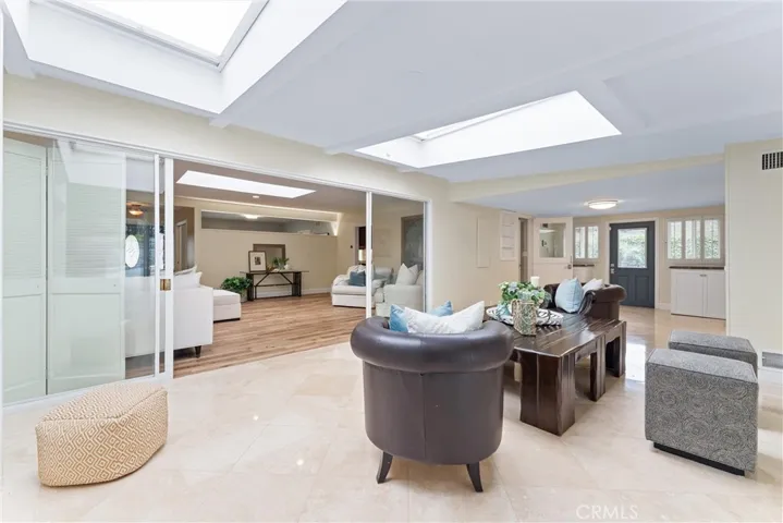 Family room with two skylights