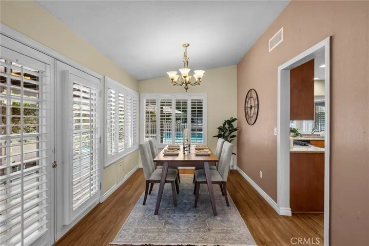 dining room opens to backyard