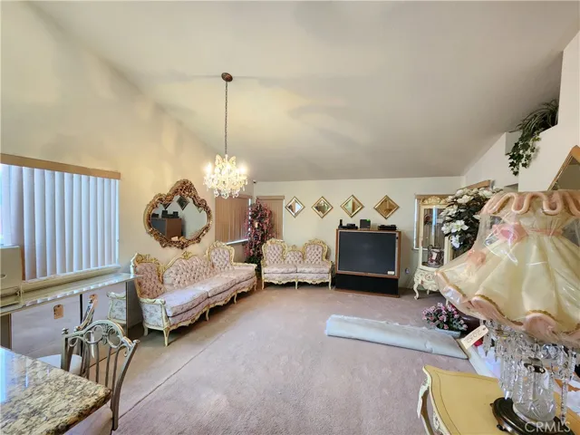 Family room with vaulted ceilings