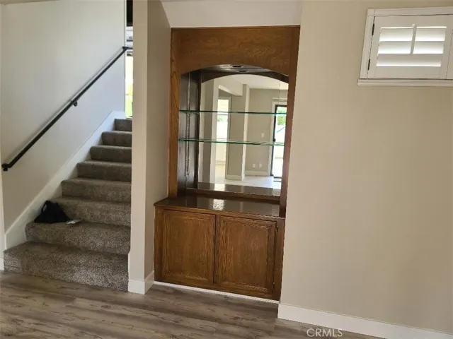 Downstairs living area with built in hutch
